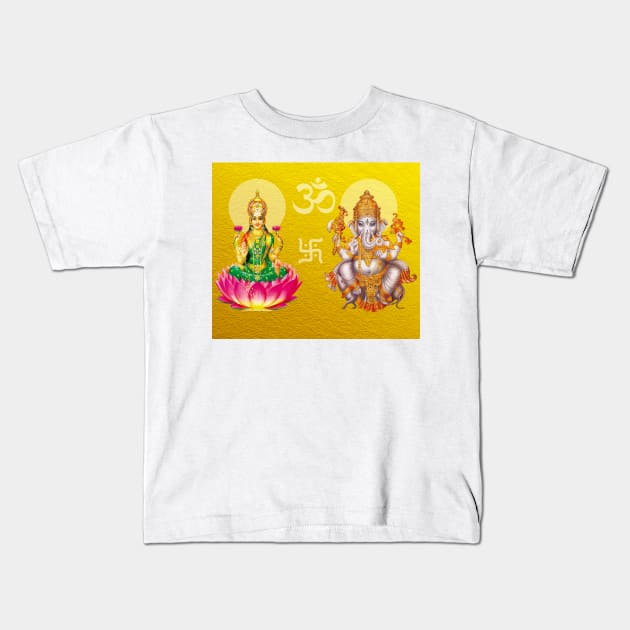Laxmi Ganesh Kids T-Shirt by justrachna